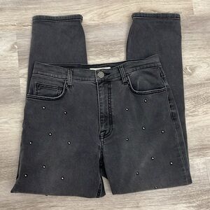 Joie Black Faded Metal Studded High Waisted Ankle Jeans Size 29